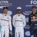 From left Rosberg, Hamilton and Verstappen