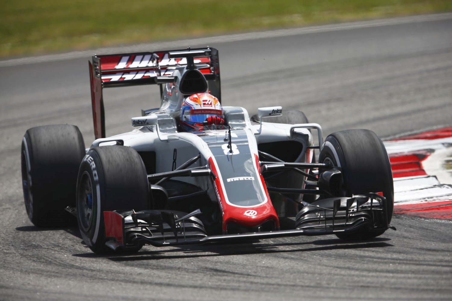 Grosjean in the Anti-American Haas car