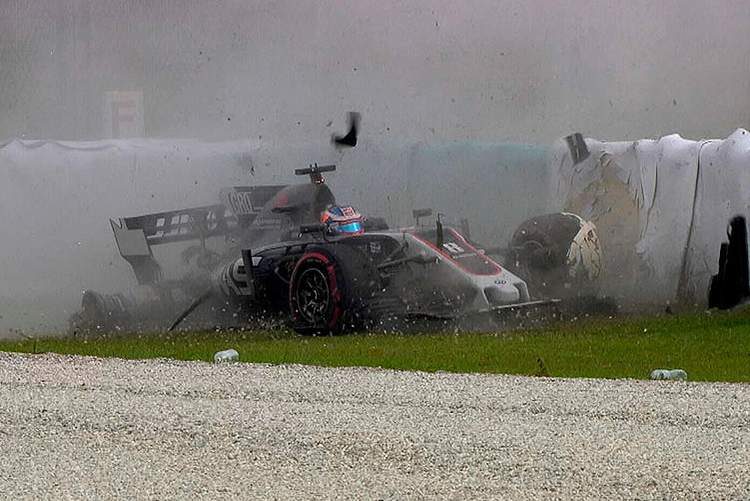 Grosjean's crash at Sepang in 2017