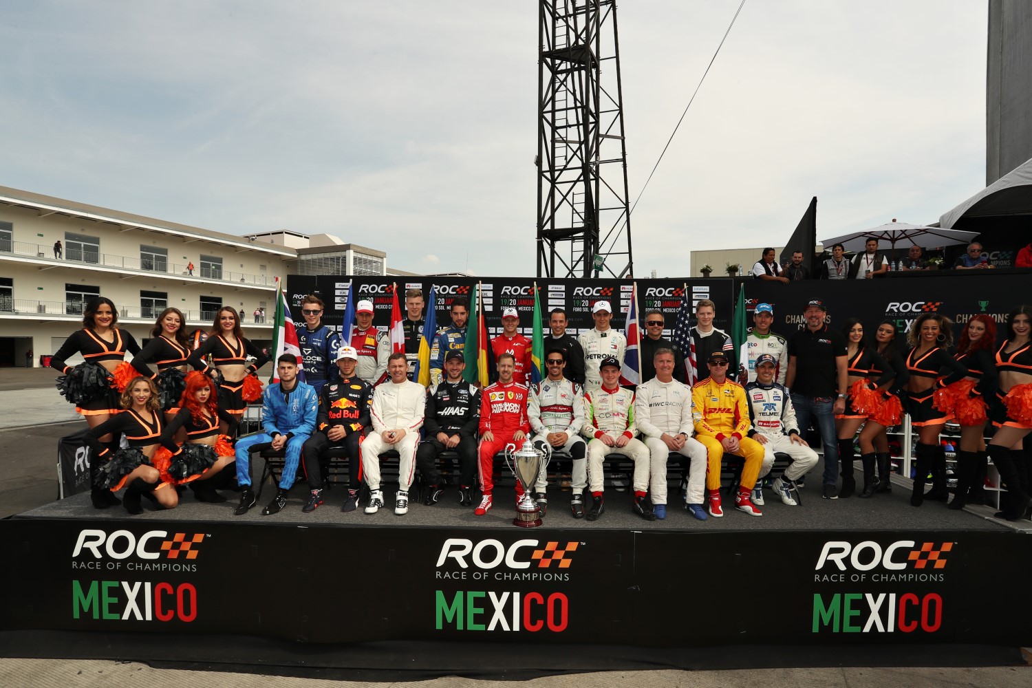 The drivers pose for a group photo