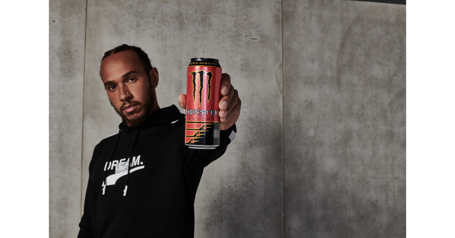 Monster Energy and Lewis unveiled- a signature drink named after Lewis' race number. Monster Energy Formula One Driver Lewis Hamilton Makes History With His 7th FIA Formula One World Drivers' Championship Title in 2020. Photo courtesy of Monster