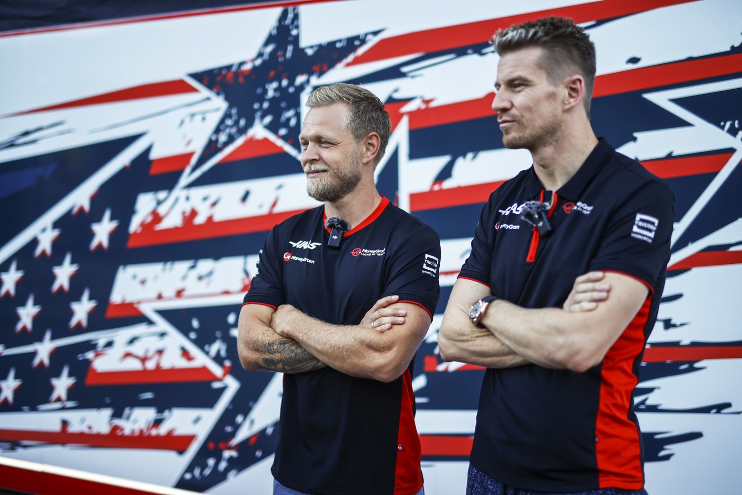 Kevin Magnussen, Haas F1 Team and Nico Hulkenberg, Haas F1 Team during the United States GP at Circuit of the Americas on Thursday October 19, 2023 in Austin, United States of America. (Photo by Andy Hone / LAT Images)