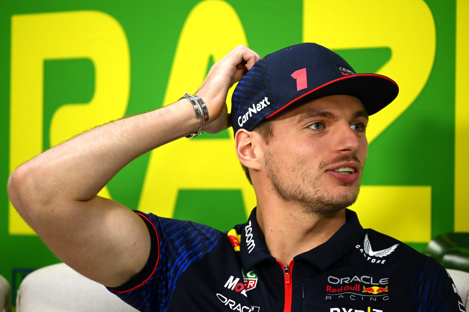 Max Verstappen of the Netherlands and Oracle Red Bull Racing talks in the Drivers Press Conference during previews ahead of the F1 Grand Prix of Brazil at Autodromo Jose Carlos Pace on November 02, 2023 in Sao Paulo, Brazil. (Photo by Clive Mason/Getty Images) // Getty Images / Red Bull Content Pool