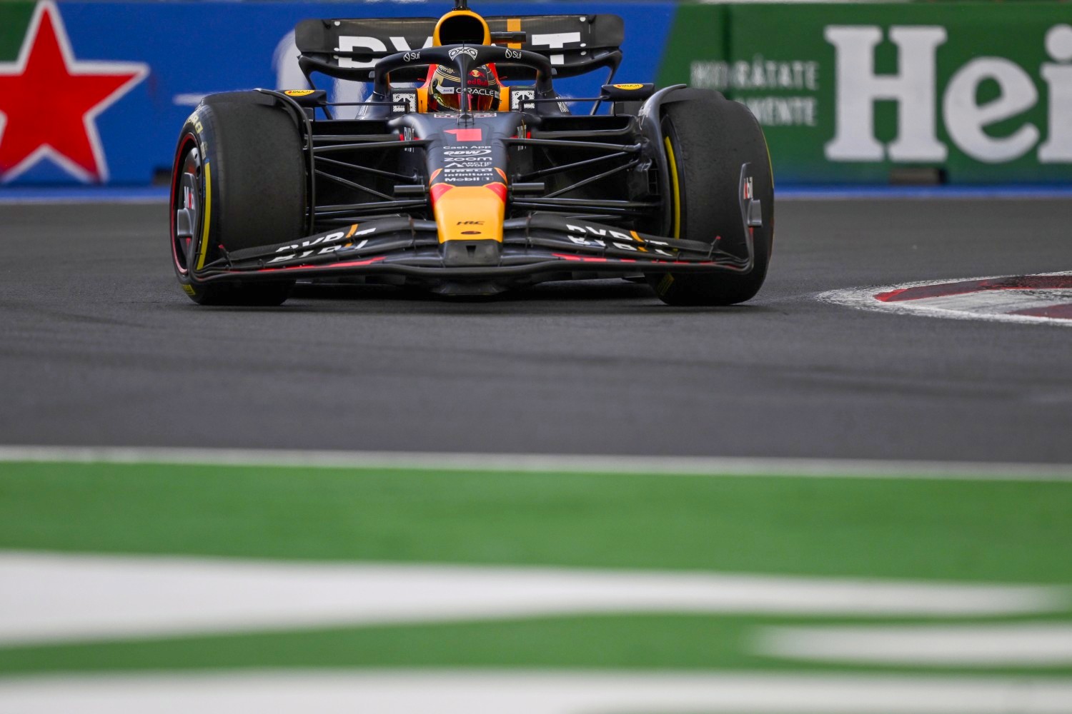 Max Verstappen of the Netherlands driving the (1) Oracle Red Bull Racing RB19 on track during practice ahead of the F1 Grand Prix of Mexico at Autodromo Hermanos Rodriguez on October 28, 2023 in Mexico City, Mexico. (Photo by Rudy Carezzevoli/Getty Images)