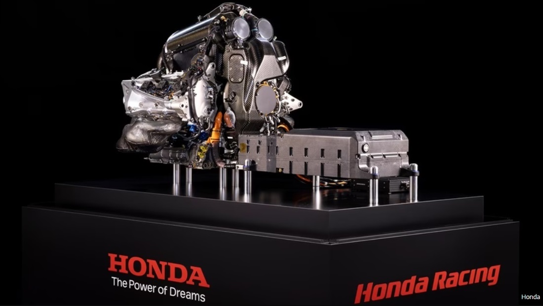 Honda Hybrid F1 engine. Because of the heavier batteries in 2026, the power unit becomes 90 pounds heavier