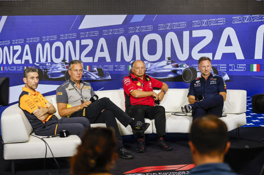 Friday press conference in Monza - L to R: Stella, Mario Isola, Vasseur and Horner