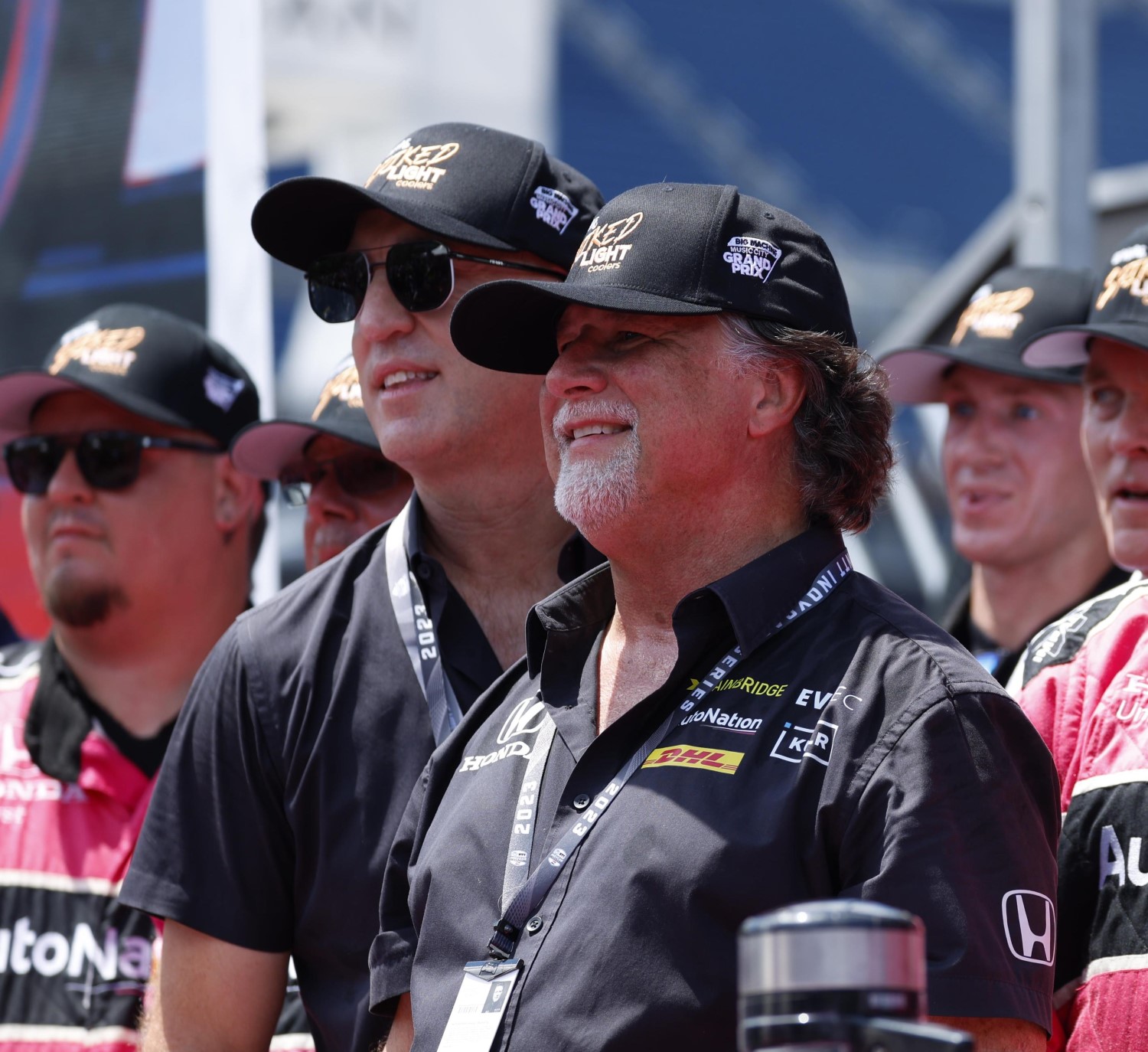 Dan Towriss and Michael Andretti celebrate Kyle Kirkwood's win at the Big Machine Music City Grand Prix - By_ Chris Jones/Penske Entertainment