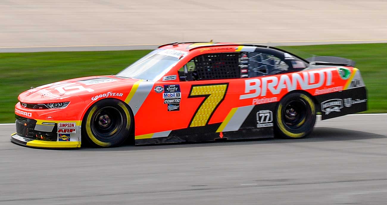 Justin Allgaier gets lug-nut violation. Photo by Logan Riely/Getty Images for NASCAR