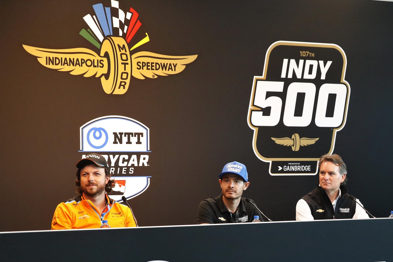 Gavin Ward_ Kyle Larson and Jeff Gordon - Press Conference - Photo By_ Chris Jones