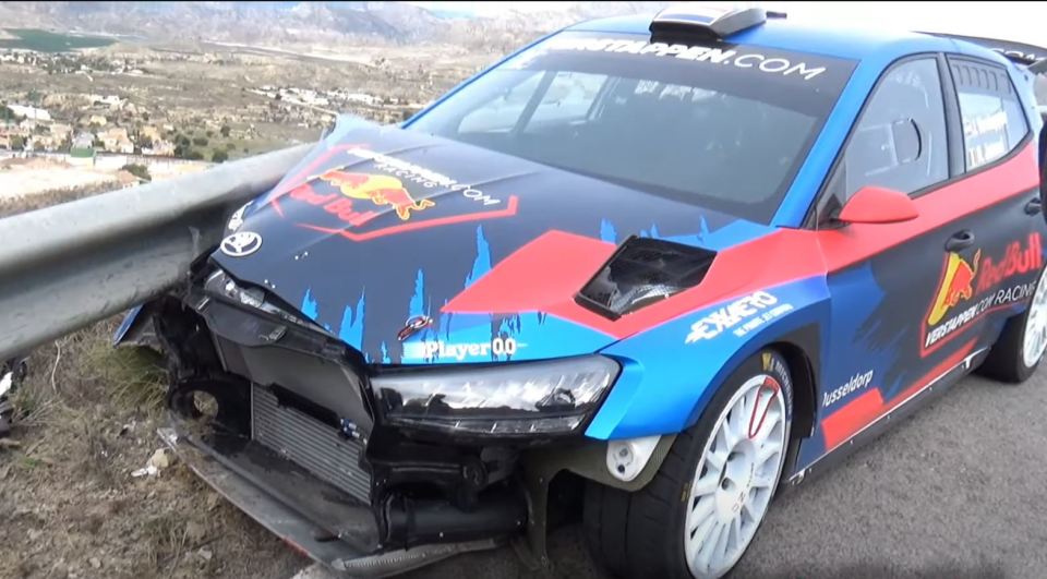 Jos Verstappen crashed his rally car while preparing for his Spanish rally car debut. Photo Credit: YouTube @diegoracingvideo