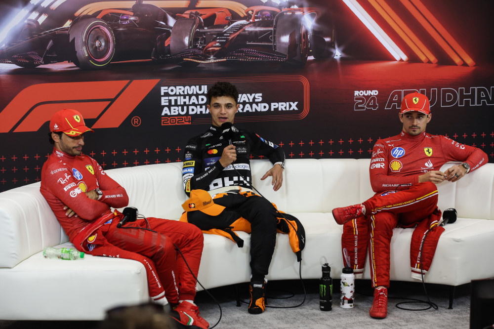 Abu Dhabi GP Post-Race Press Conference - DRIVERS, 1 – Lando NORRIS (McLaren), 2 – Carlos SAINZ (Ferrari), 3 – Charles LECLERC (Ferrari)