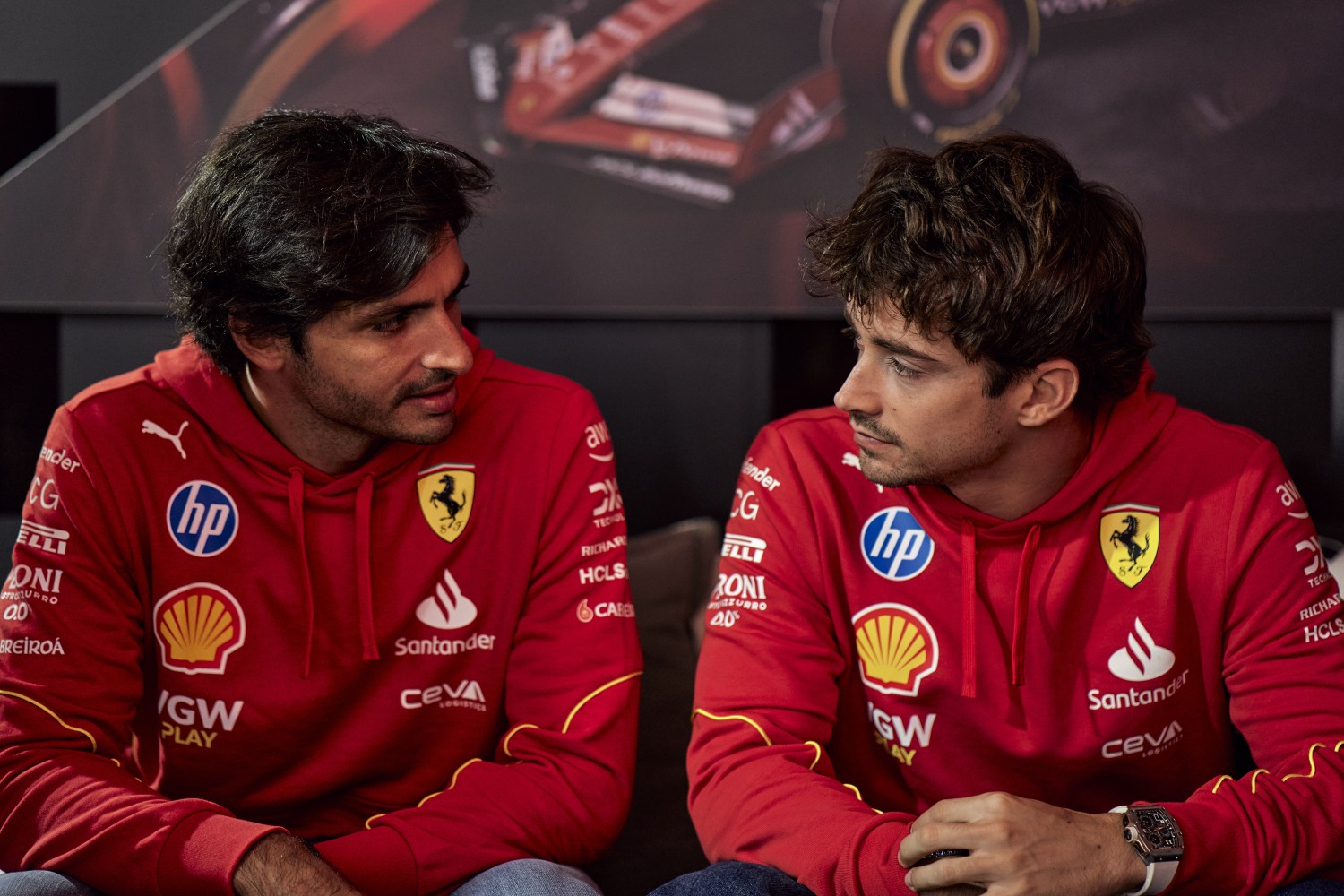 Ferrari teammates Carlos Sainz Jr. and Charles Leclerc