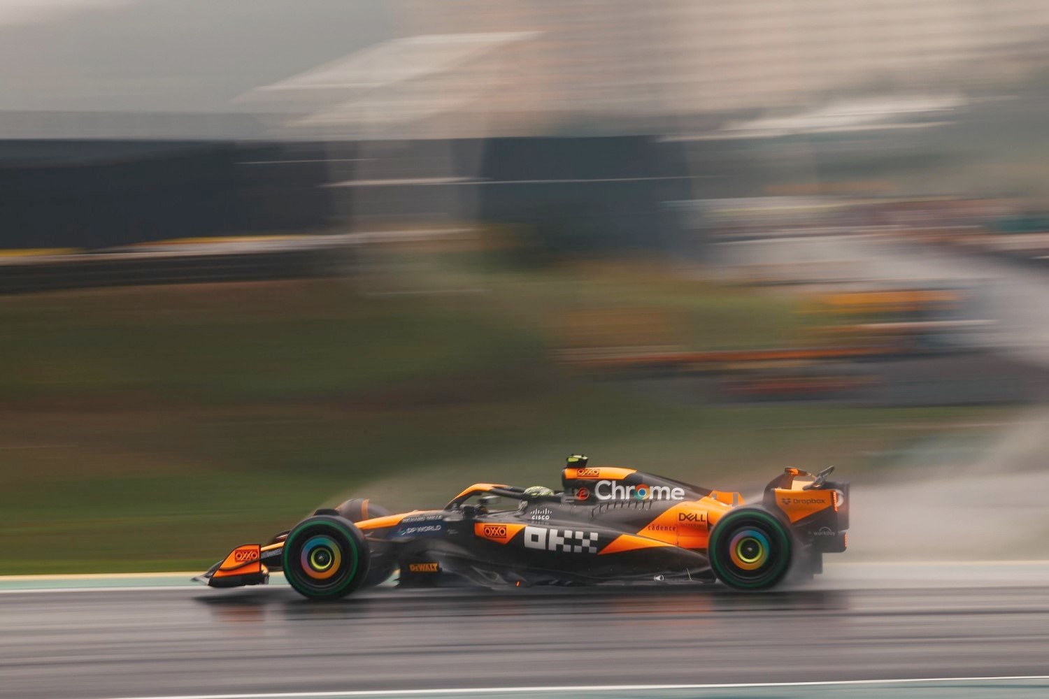 McLaren driver Lando Norris in the rain