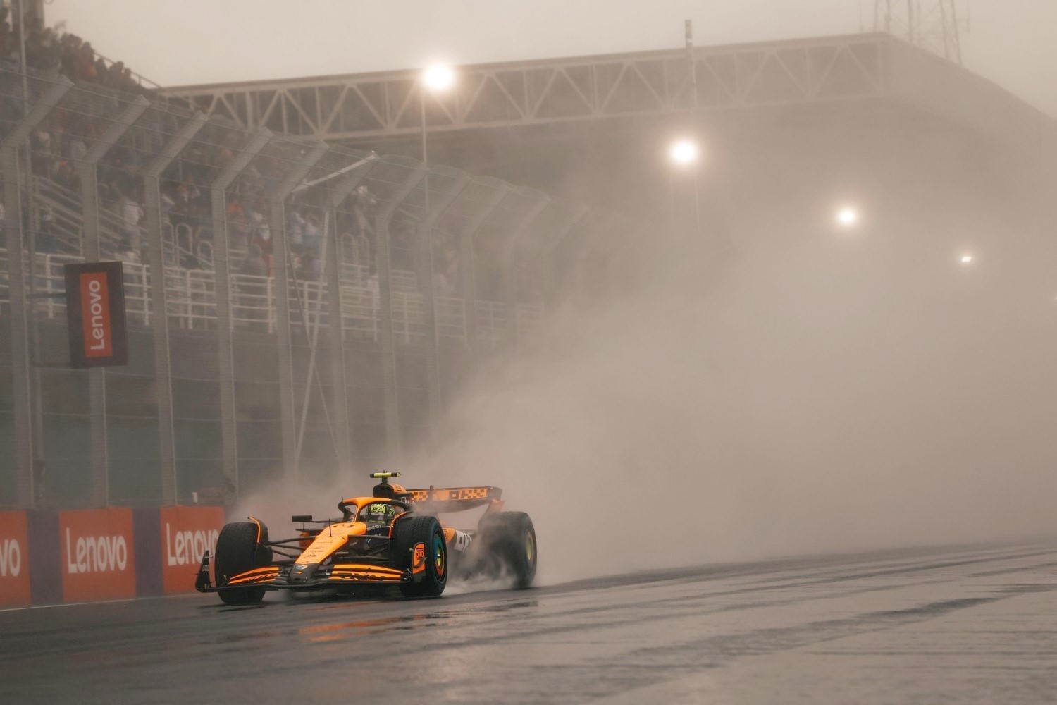 McLaren driver Lando Norris in the rain