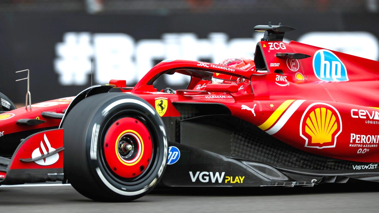 Ferrari driver #16 Charles Leclerc at the 2024 British GP