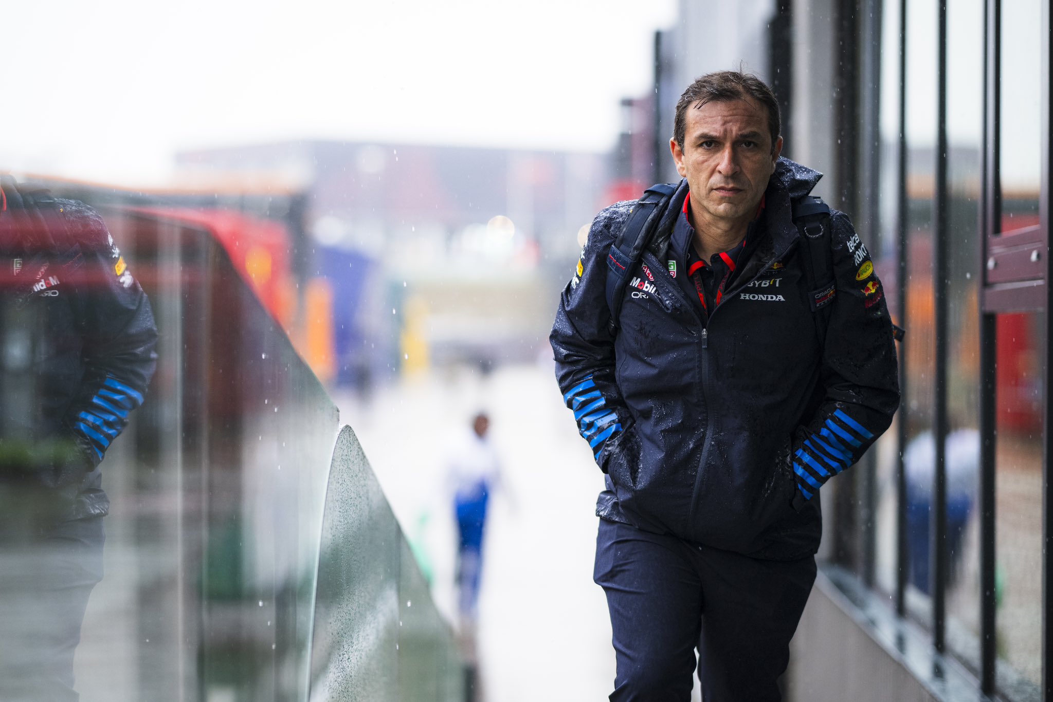 Pierre Wache dodging rain drops at Silverstone