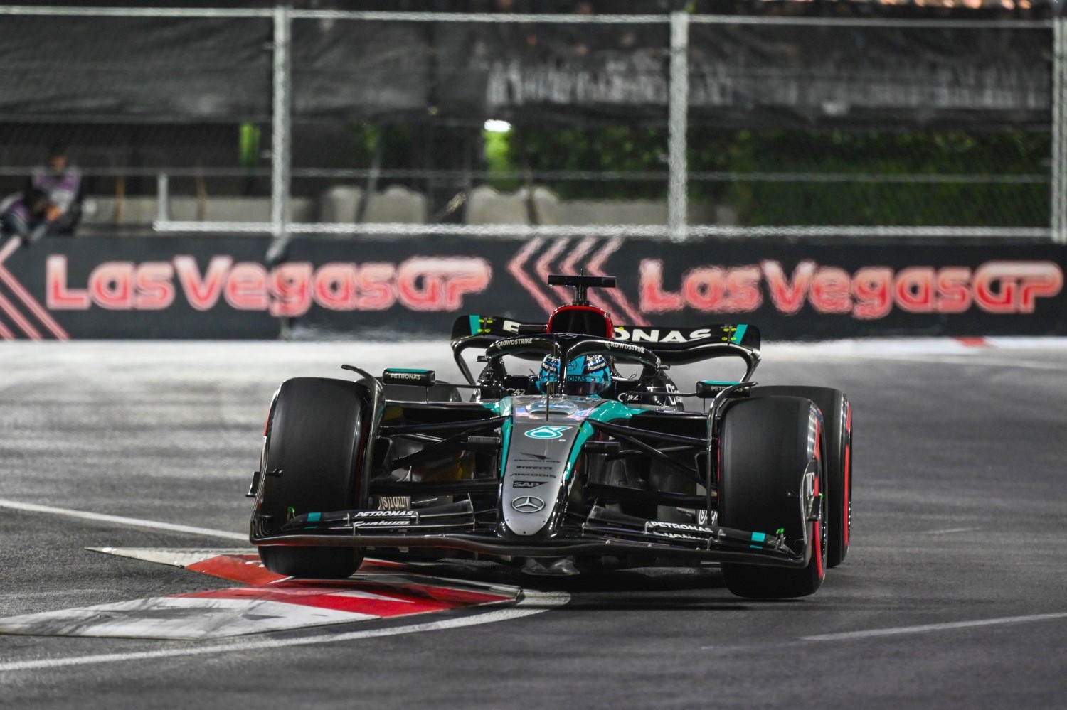 George Russell, Mercedes F1 W15 during the Las Vegas GP at Streets of Las Vegas on Friday November 22, 2024, United States of America. (Photo by Simon Galloway / LAT Images)