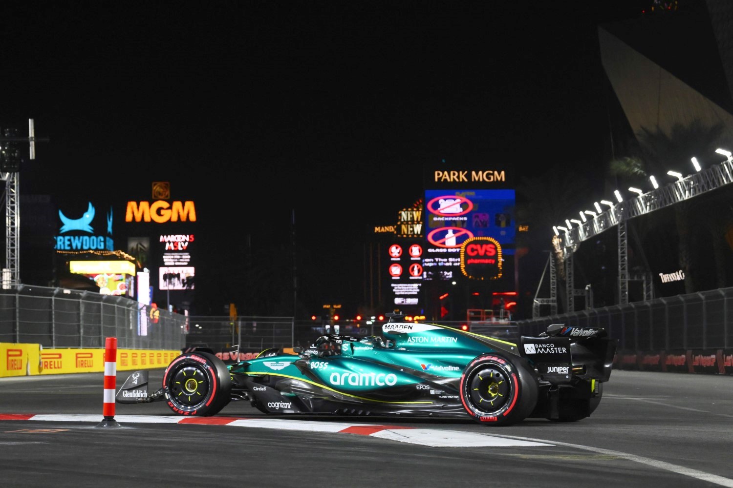 Lance Stroll, Aston Martin AMR24 during the Las Vegas GP at Streets of Las Vegas on Friday November 22, 2024, United States of America. (Photo by Simon Galloway / LAT Images)