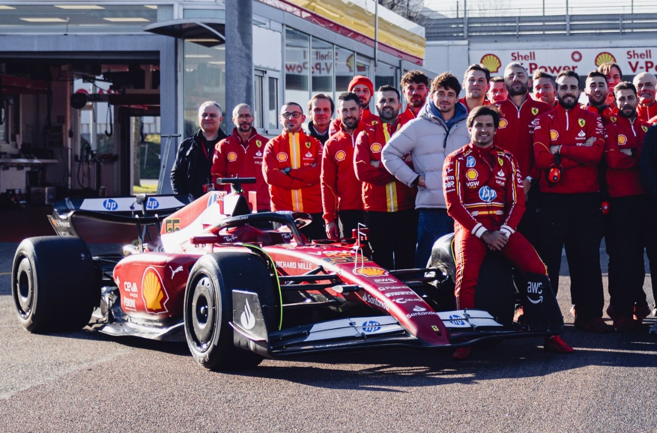 Carlos Sainz Jr.gets 2022 Ferrari as a parting gift. Photo supplied by Ferrari