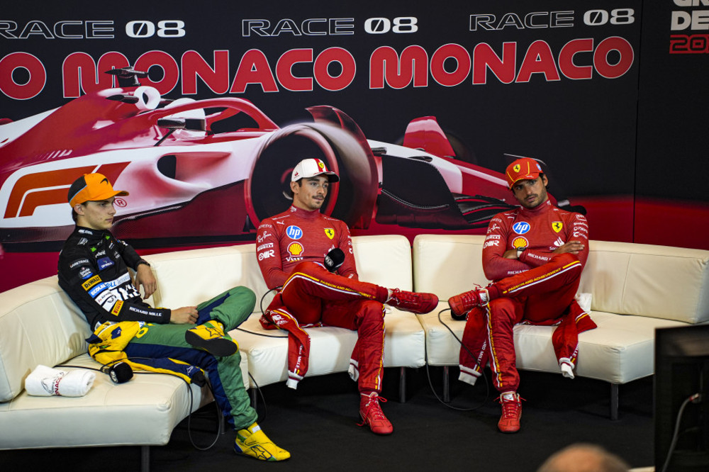 L to R: Oscar Piastri, Charles Leclerc and Carlos Sainz Jr.