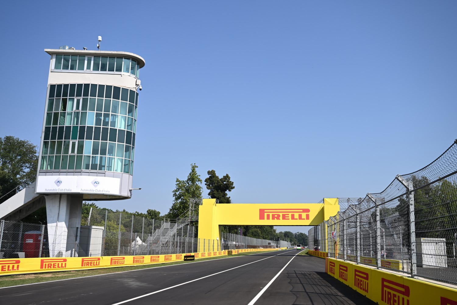 Circuit detail and Pirelli trackside branding during the Italian GP at Autodromo Nazionale Monza on Thursday August 29, 2024 in Monza, Italy. (Photo by Simon Galloway / LAT Images)