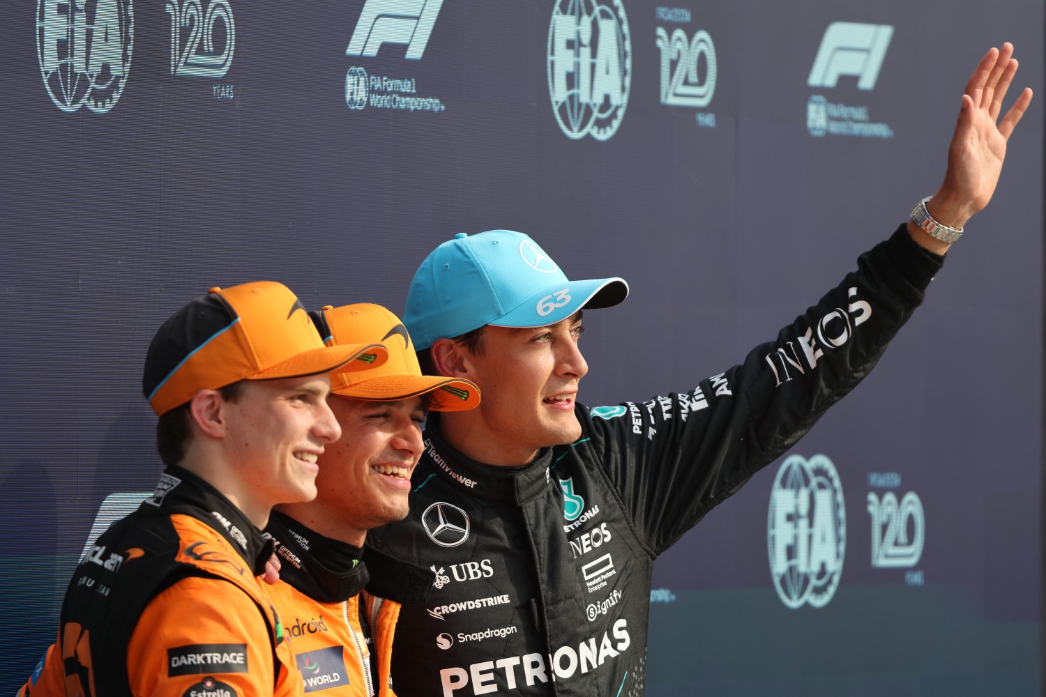 Oscar Piastri, Lando Norris and George Russell - 2024 Italian Grand Prix, Saturday - Steve Etherington