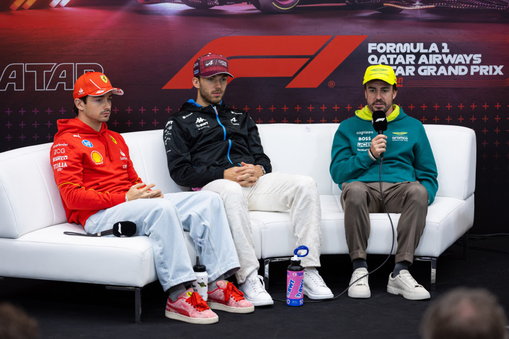 (L to R) Charles LECLERC (Ferrari), Pierre GASLY (Alpine), Fernando ALONSO (Aston Martin)