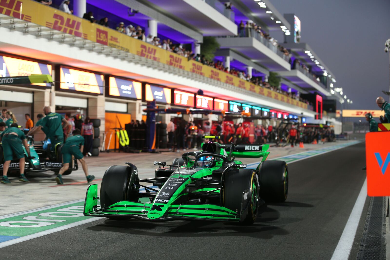 Zhou Guanyu, KICK Sauber F1 Team C44, in the pit lane ; 2024 Qatar Grand Prix, Formula One World Championship