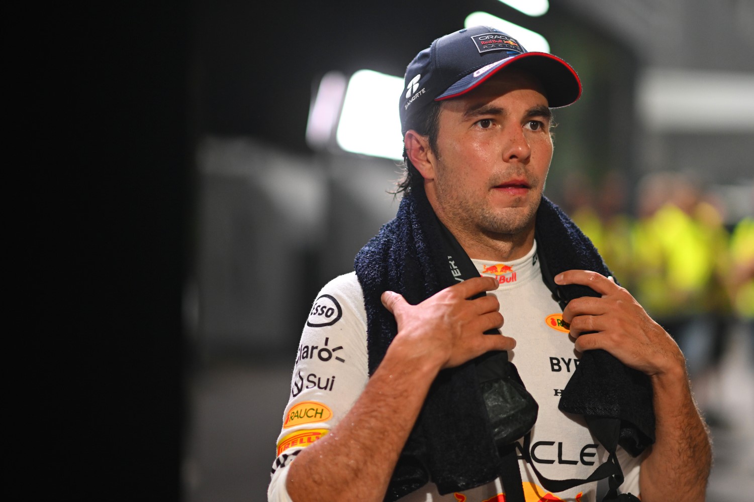 10th placed Sergio Perez of Mexico and Oracle Red Bull Racing looks on in the Paddock after the F1 Grand Prix of Singapore at Marina Bay Street Circuit on September 22, 2024 in Singapore, Singapore. (Photo by Rudy Carezzevoli/Getty Images) // Getty Images / Red Bull Content Pool