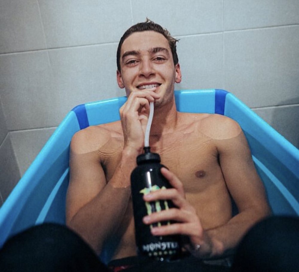 Mercedes driver George Russell takes an Ice Bath after scorching hot 2024 Singapore GP