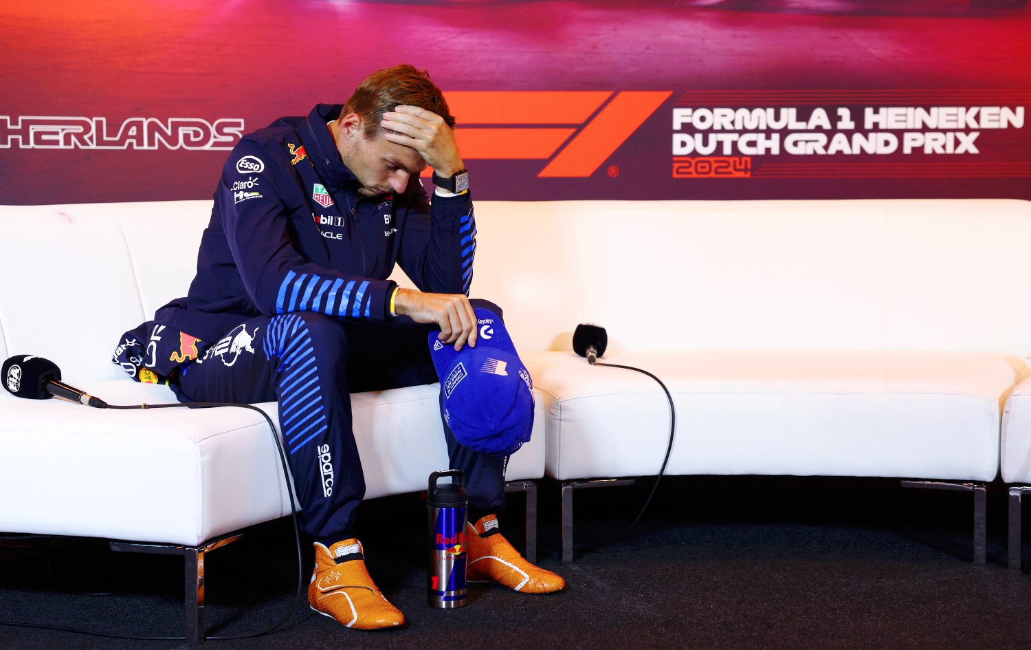 Max Verstappen of the Netherlands and Oracle Red Bull Racing attends the press conference after the F1 Dutch GP at Circuit Zandvoort on August 25, 2024 in Zandvoort, Netherlands. (Photo by Clive Rose/Getty Images) // Getty Images / Red Bull Content Pool