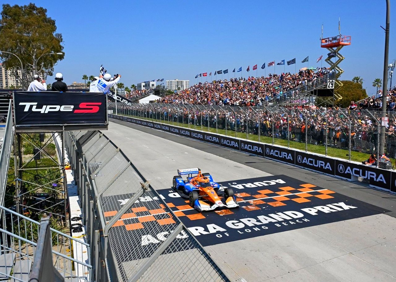 2024 Long Beach GP finish - Scott Dixon wins. Photo by Doug Gifford