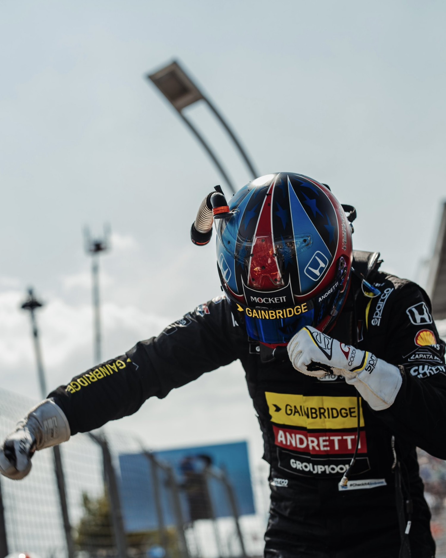 Race winner Colton Herta celebrates