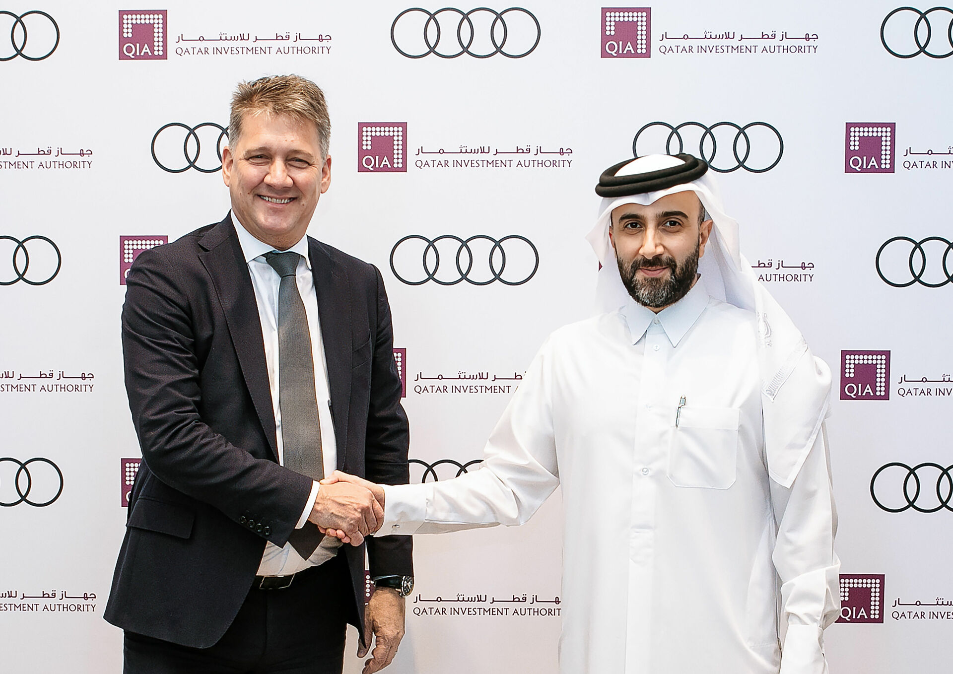 Gernot Döllner, CEO of AUDI AG and Chairman of the Board of Directors of Sauber Motorsport AG and Mohammed Al-Sowaidi, CEO of QIA