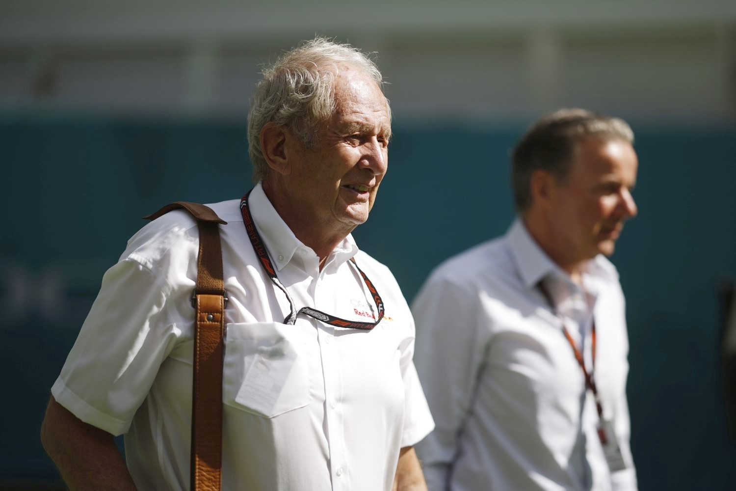 Oracle Red Bull Racing Team Consultant Dr Helmut Marko and Raymond Vermeulen, Manager of Max Verstappen, walk in the Paddock§ prior to practice ahead of the F1 Grand Prix of Miami at Miami International Autodrome on May 03, 2024 in Miami, Florida. (Photo by Chris Graythen/Getty Images) // Getty Images / Red Bull Content Pool