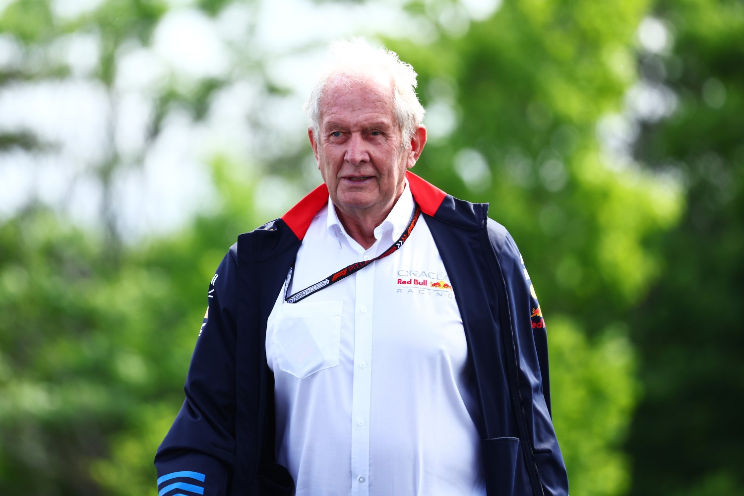 Oracle Red Bull Racing Team Consultant Dr Helmut Marko arrives into the Paddock prior to final practice ahead of the F1 Grand Prix of Canada at Circuit Gilles Villeneuve on June 08, 2024 in Montreal, Quebec. (Photo by Clive Rose/Getty Images) // Getty Images / Red Bull Content Pool