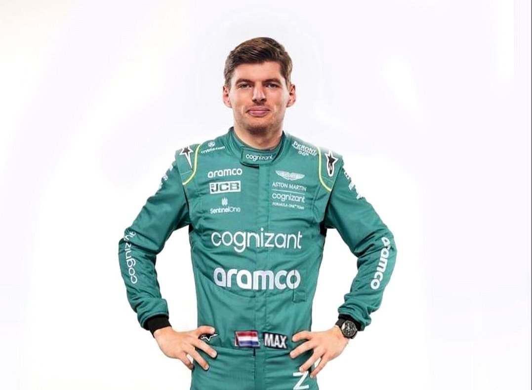 Max Verstappen in an Aston Martin Race Driving Suit