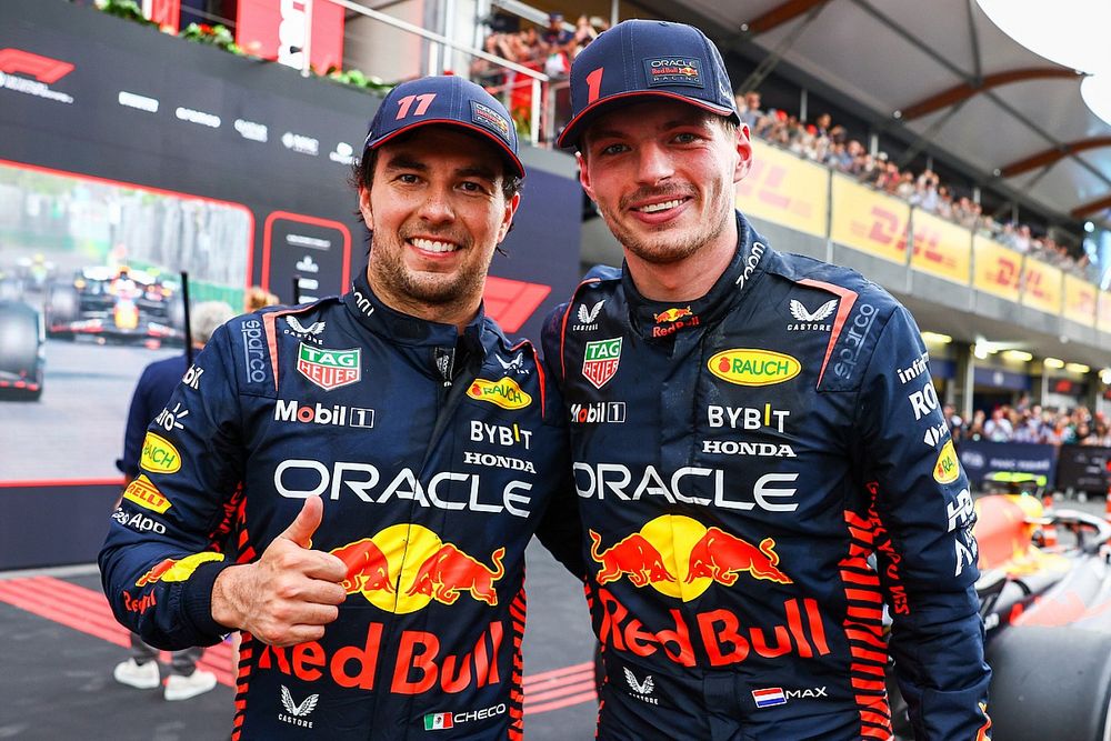 Oracle Red Bull F1 teammates Sergio Perez and Max Verstappen