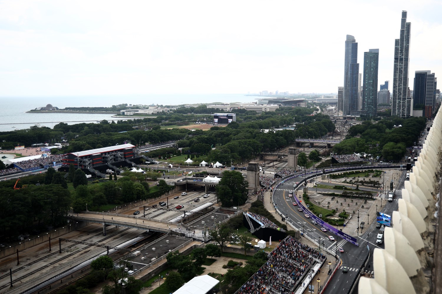 A general view of racing during the NASCAR Cup Series Grant Park 165 at Chicago Street Course on July 07, 2024 in Chicago, Illinois. (Photo by Jared C. Tilton/Getty Images)