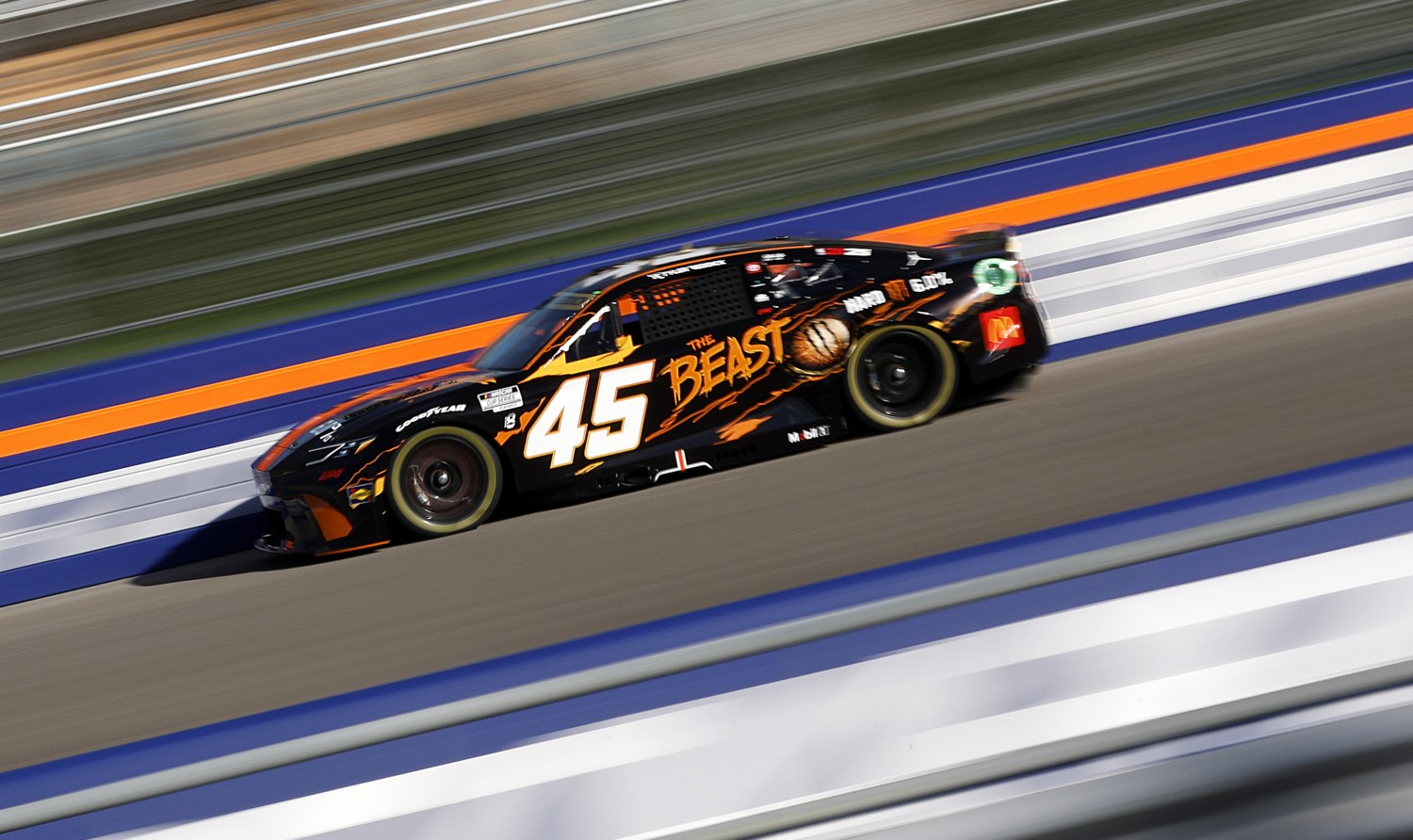 Tyler Reddick, driver of the #45 The Beast Killer Sunrise Toyota, drives during practice for the the NASCAR Cup Series Straight Talk Wireless 400 at Homestead-Miami Speedway on October 26, 2024 in Homestead, Florida. (Photo by Sean Gardner/Getty Images for NASCAR)