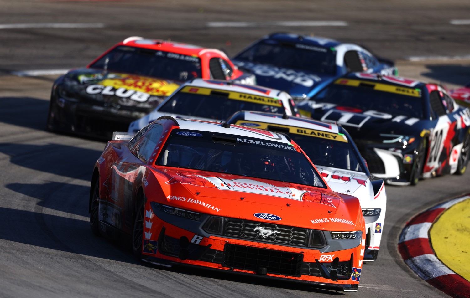 Brad Keselowski, driver of the #6 King's Hawaiian Ford, drives during the NASCAR Cup Series Xfinity 500 at Martinsville Speedway on November 03, 2024 in Martinsville, Virginia. (Photo by David Jensen/Getty Images)