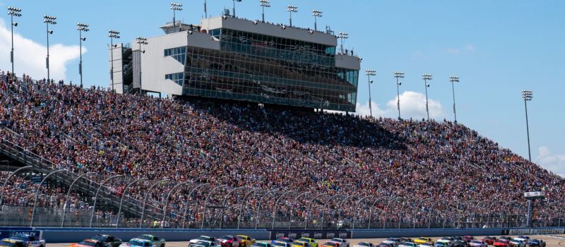 ASCAR Cup Series drivers head into the first lap of the Ally 400 at Nashville Superspeedway in Lebanon, Tenn., Sunday, June 30, 2024.