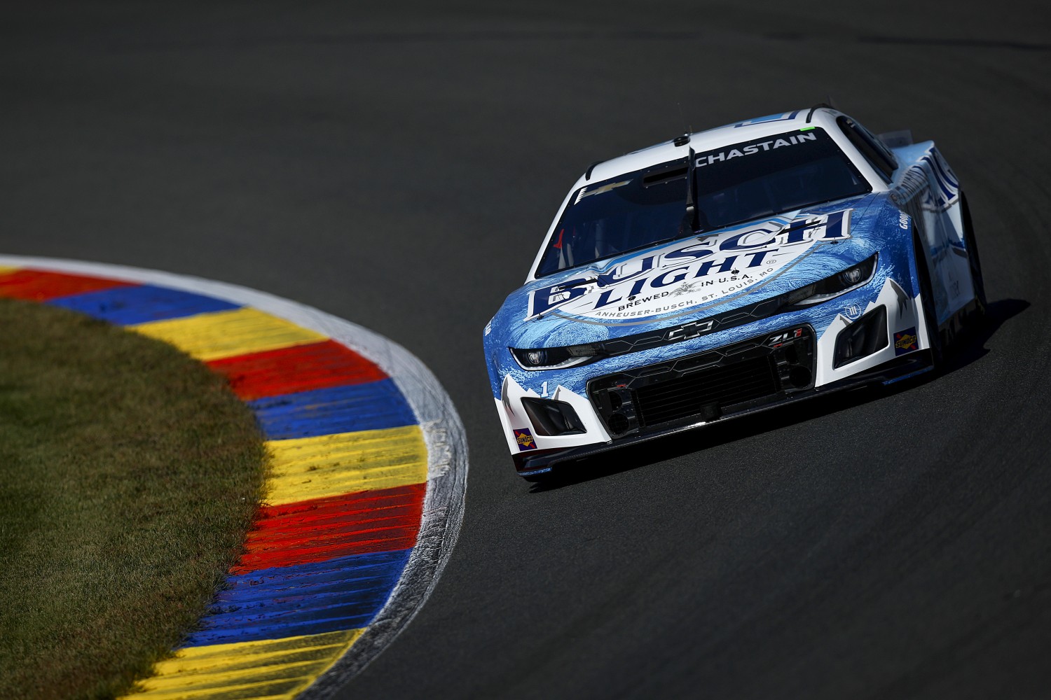 Ross Chastain, driver of the #1 Busch Light Chevrolet, drives during practice for the NASCAR Cup Series Go Bowling at The Glen at Watkins Glen International on September 14, 2024 in Watkins Glen, New York. (Photo by Sean Gardner/Getty Images)