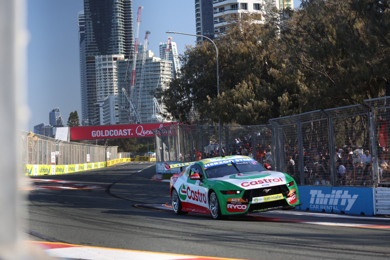 Thomas Randle bounces over the Surfers Paradise Curbs