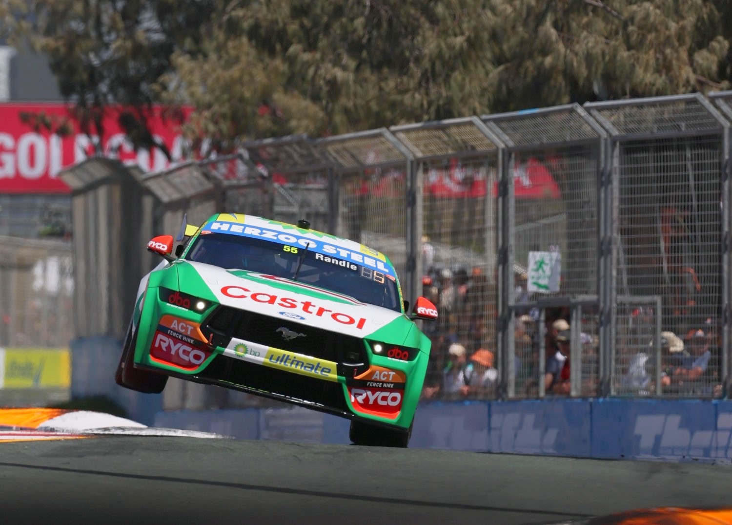 Thomas Randle bounces over the Surfers Paradise Curbs