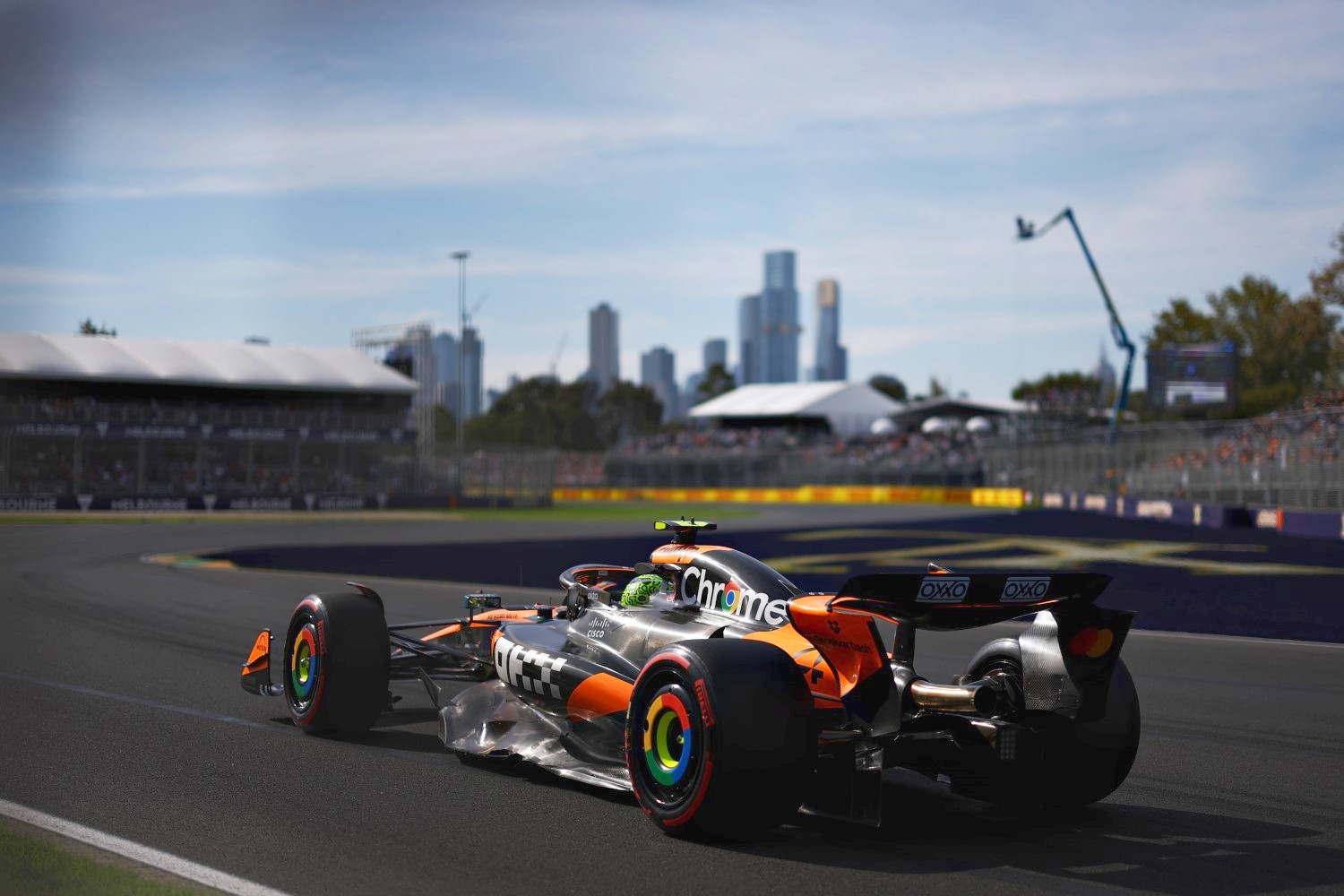 Lando Norris of Great Britain driving the (4) McLaren MCL39 Mercedes on track during practice ahead of the F1 Australia GP at Albert Park Grand Prix Circuit on March 14, 2025 in Melbourne, Australia. (Photo by Zak Mauger/LAT Images for Pirelli)