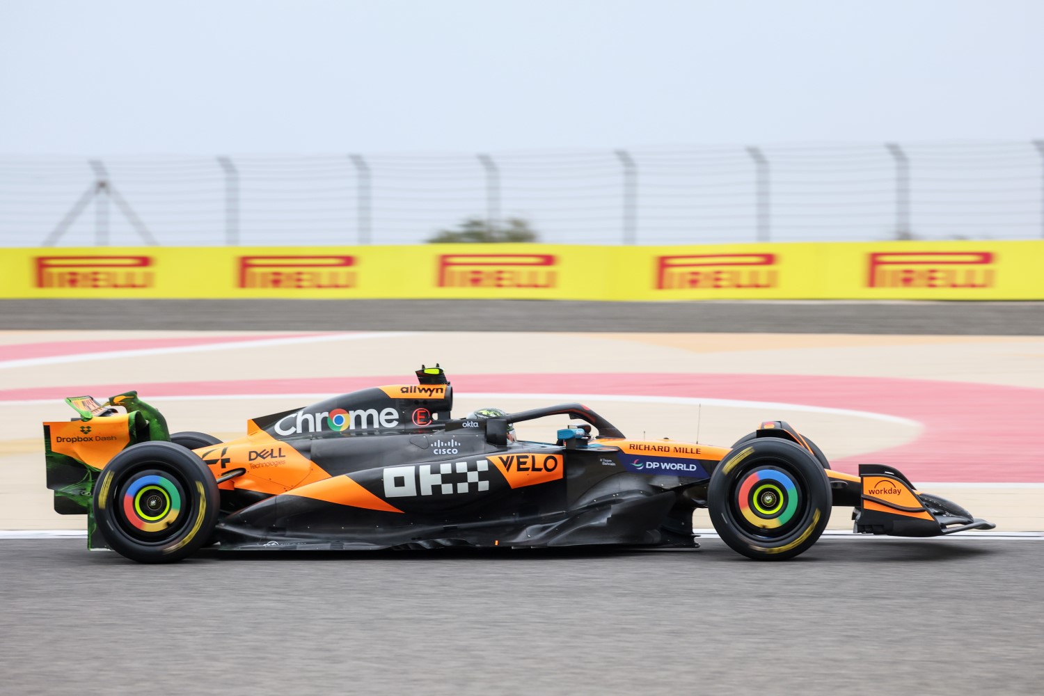 Lando Norris of Great Britain driving the (4) McLaren MCL39 Mercedes on track during day one of F1 Testing at Bahrain International Circuit on February 26, 2025 in Bahrain, Bahrain. (Photo by Clive Rose/Getty Images)