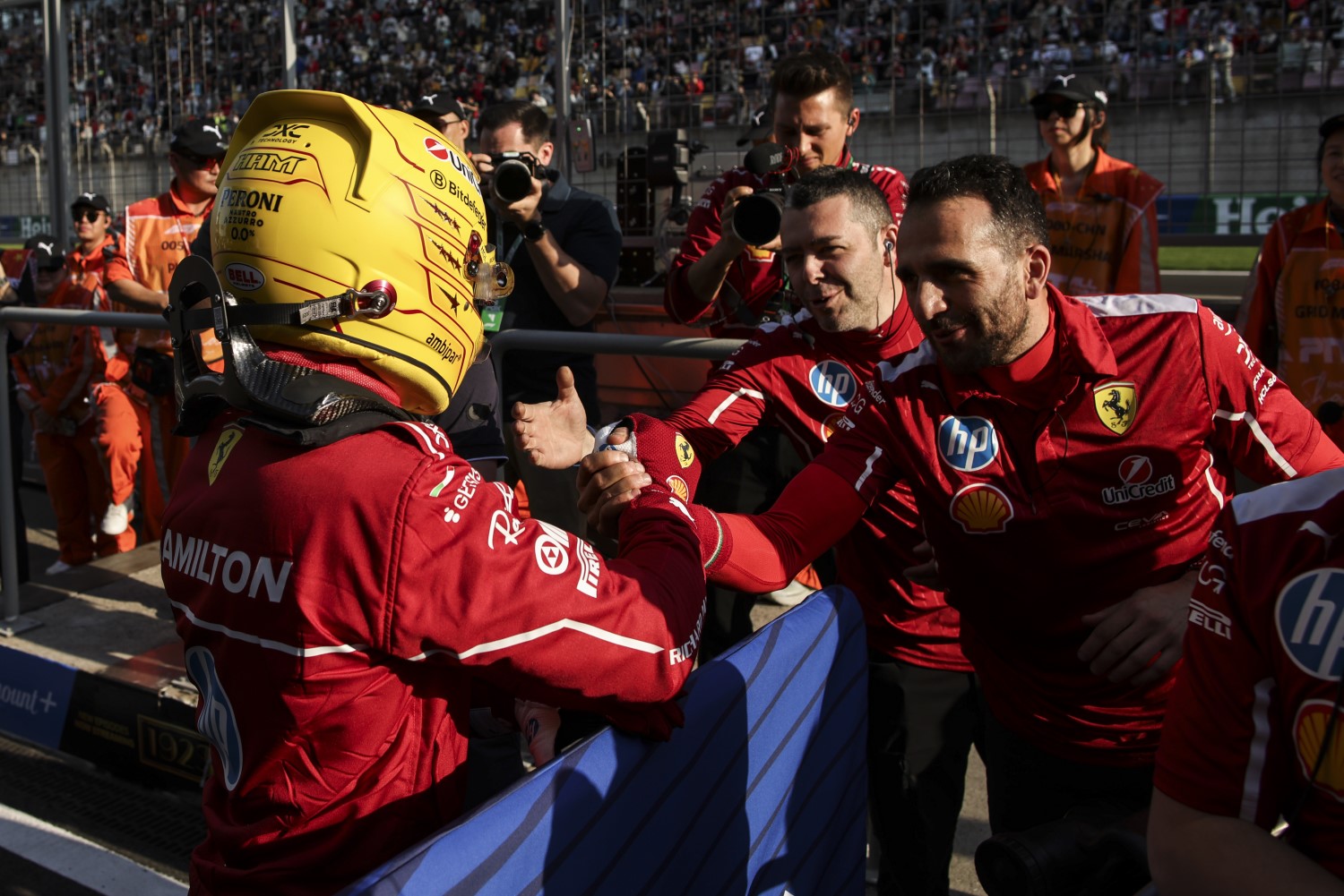 HAMILTON Lewis (gbr), Scuderia Ferrari SF-25, portrait during the Formula 1 Heineken Chinese Grand Prix 2025, 2nd round of the 2025 FIA Formula One World Championship from March 21 to 23, 2025 on the Shanghai International Circuit, in Shanghai, China - Photo Xavi Bonilla / DPPI for Ferrari