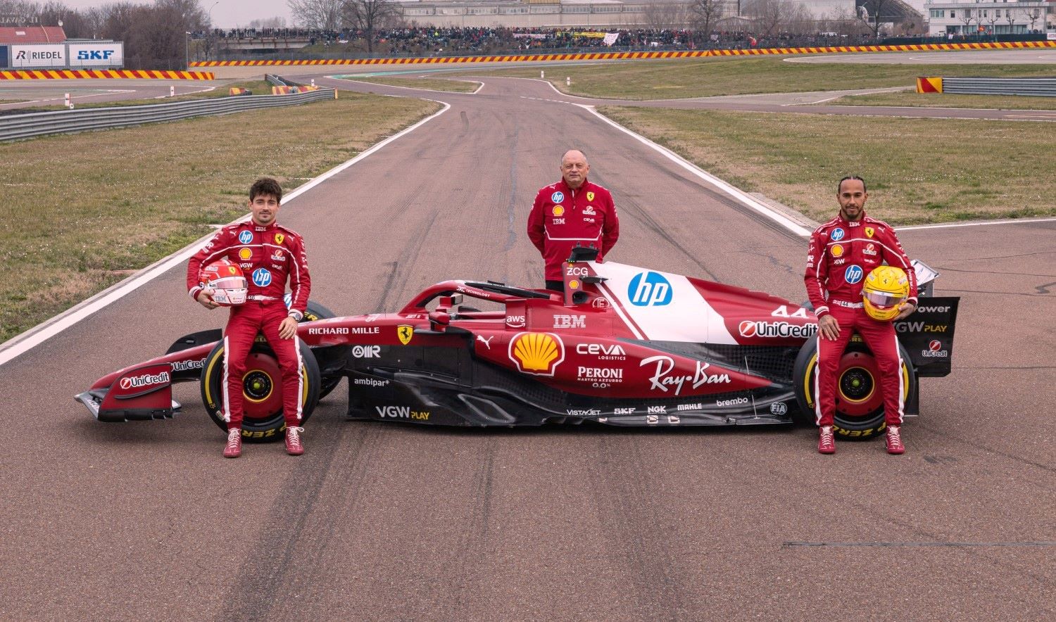 2025 Ferrari SF-25 hits the track at Fiorano. Charles Leclerc, Fred Vasseur and Lewis Hamilton. Imaged supplied by Ferrari