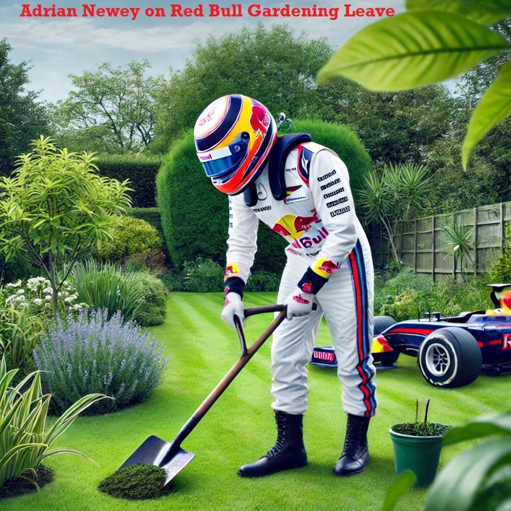 Rendering of Adrian Newey on Red Bull Gardening Leave